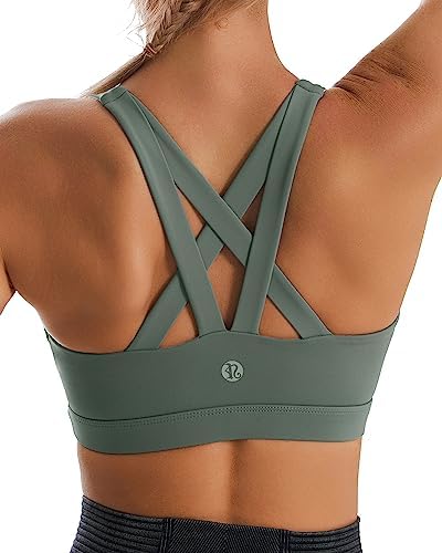 Strappy crossback sports bra with a soft underband and removable pads, built for medium support during studio sessions.