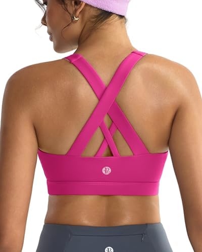 Crisscross back straps and a soft underband give this medium support yoga bra a secure hold that moves with you through floor work.