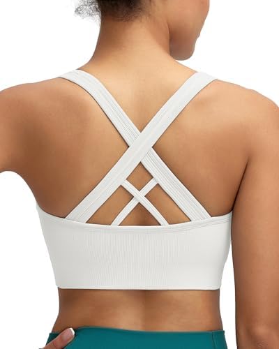 Crossed back straps and a wide elastic band give this pullover bra firm support for running and high-impact training.