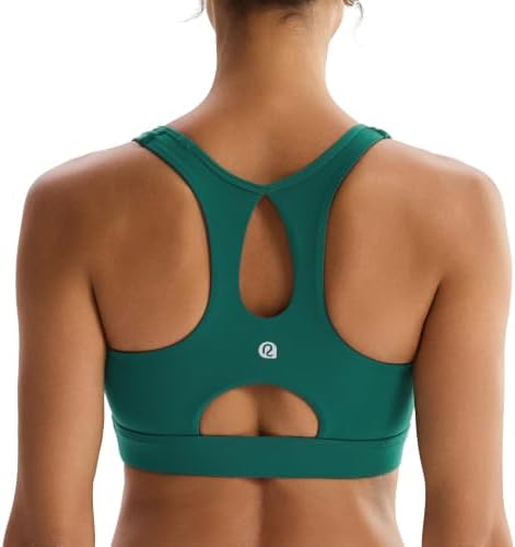 A racerback high support bra built with smooth molded cups and a wide bottom band for running and high impact training.