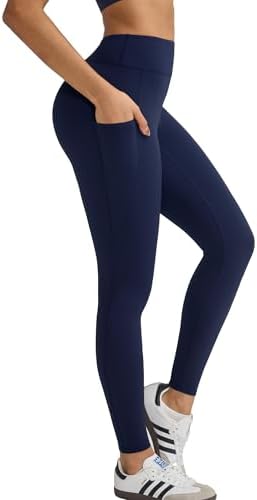 A high-rise legging cut from brushed four-way stretch fabric in deep navy, built with dual side pockets and flat contour seams.