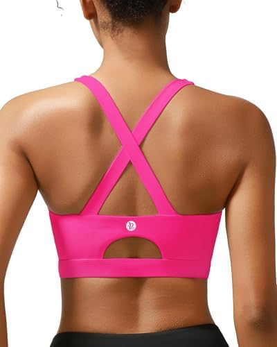 Built with molded cups, wide straps, and a firm elastic band for high-impact running, finished here in hot pink.