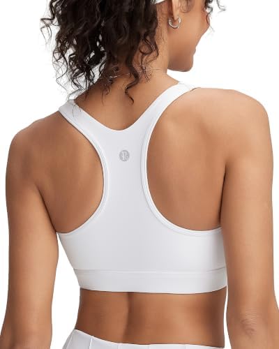 Molded cups and a wide racerback band provide high support for road running and circuit training, finished here in optic white.