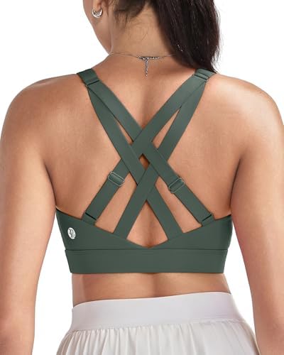 Molded cups and adjustable straps anchor this high-impact sports bra, cut from moisture-wicking Lycra in rich green.