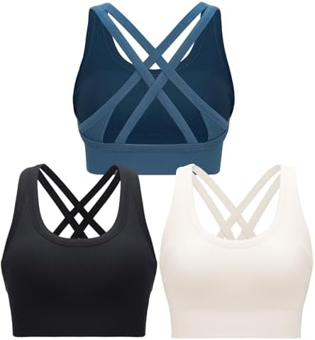 A high-impact pullover bra with a V-neck front, multiple crisscross back straps, and removable padding.