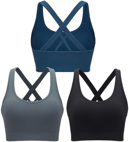 A high-impact pullover bra built with a wide underband, crisscross back straps, and removable padding for running and training.