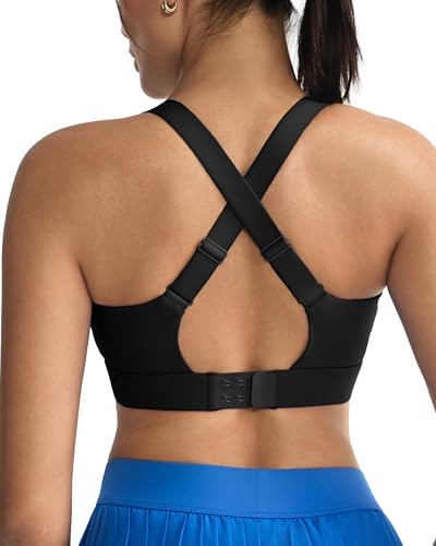 Built with sewn-in padding, adjustable crossback straps, and a solid hook-and-eye back closure for high-impact workouts.