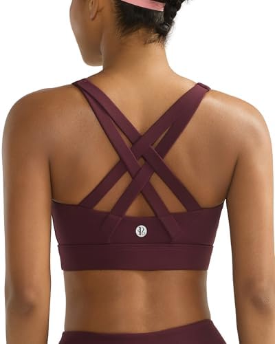 High-impact pullover bra in deep maroon with sewn-in molded cups and a wide bottom band for running and high-tempo workouts.