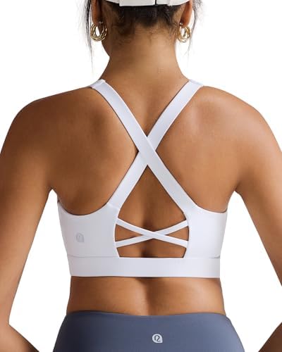 Molded cups and an anchored underband set the base for this high support crisscross sports bra in clean white.